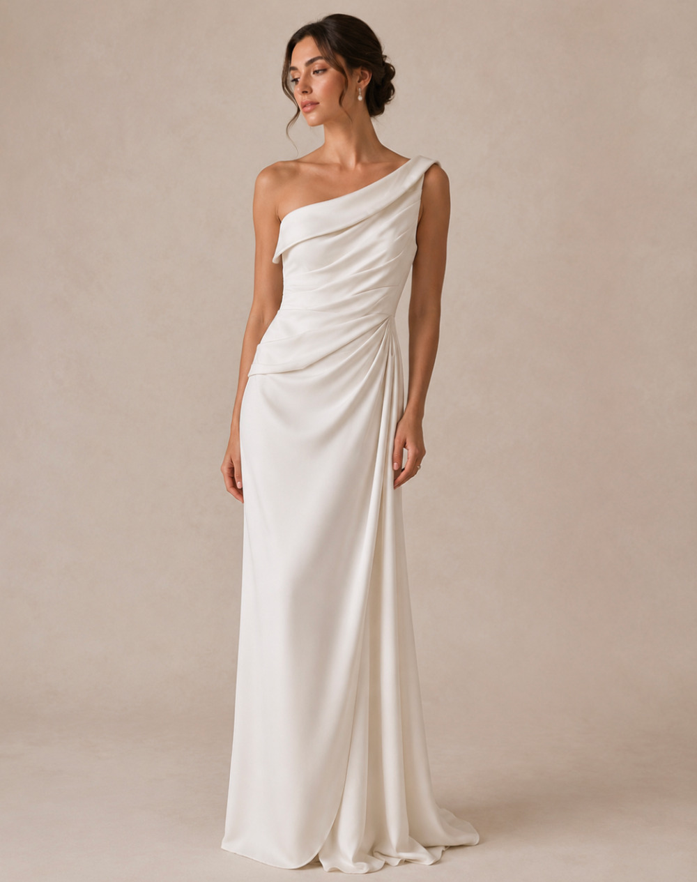 Jenny Yoo Elora Size 10 Ivory One Shoulder Draped Wedding Gown NWT